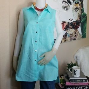 NWT CALVIN KLEIN CK LINEN SLEEVELESS TUNIC TOP
